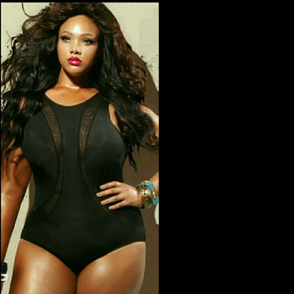 Women Plus Size Mesh Swimwear Black Backless Monok - Picture 2 of 5